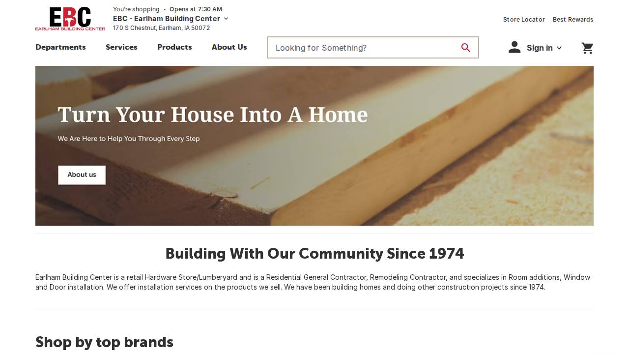S Building Center Inc. website screenshot