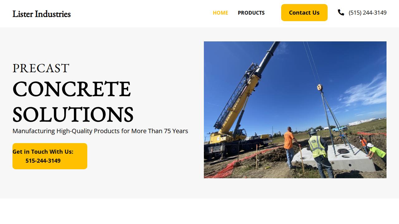 Lister Industries website screenshot