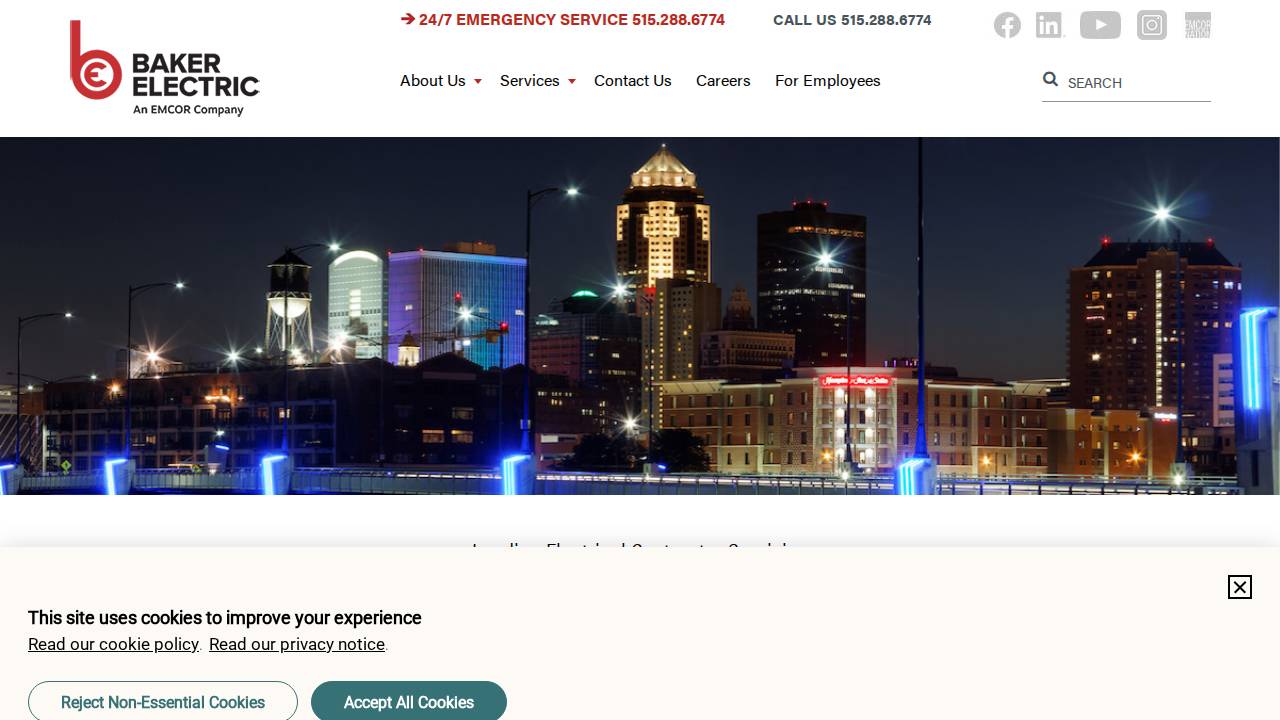 Baker Electric Inc. website screenshot