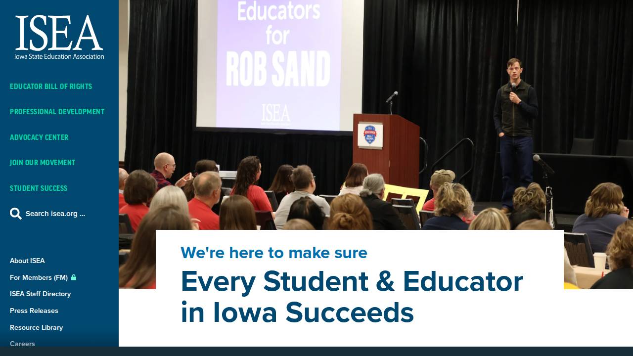 Iowa State Education Assn website screenshot