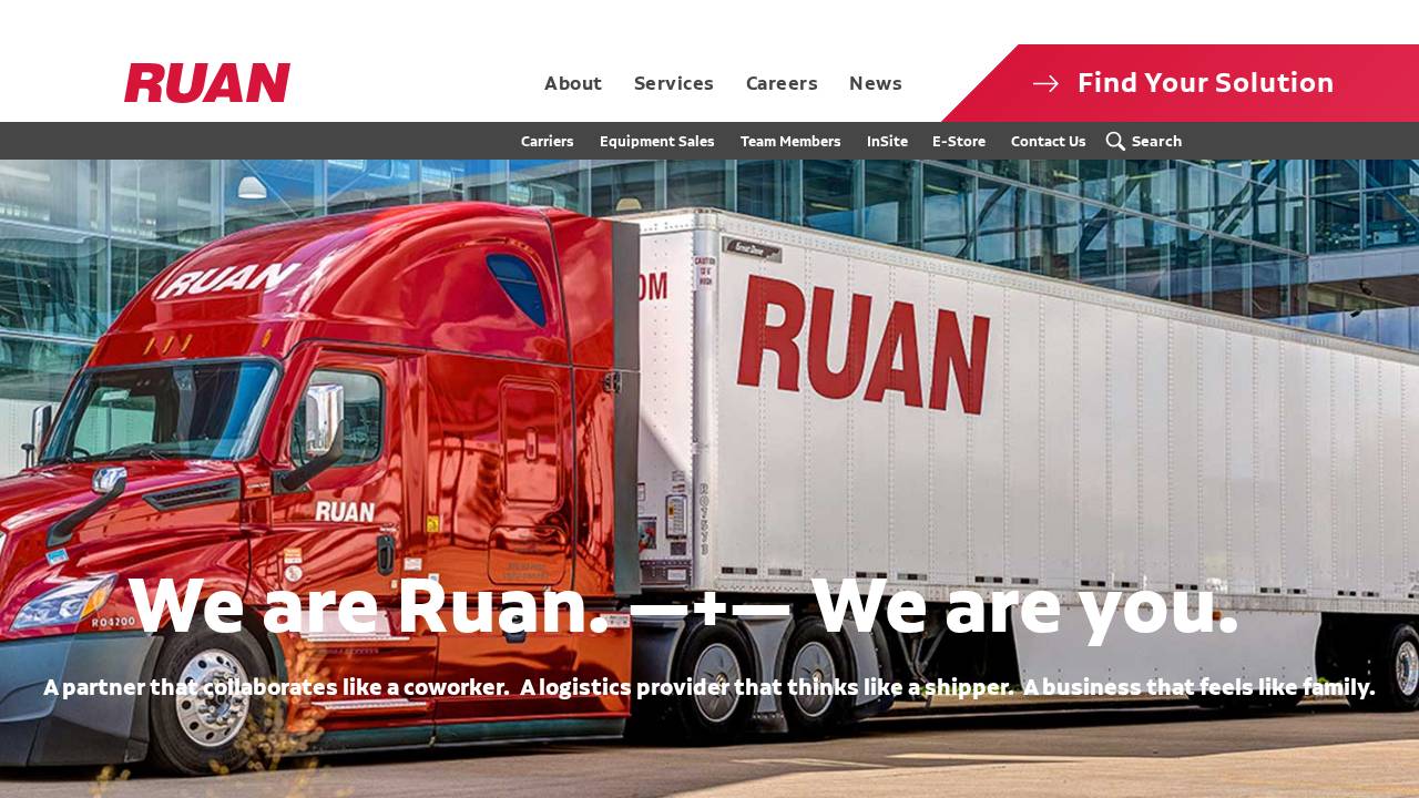 Ruan Transport Corp & Subs website screenshot