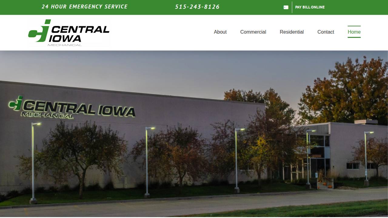 Central Iowa Mechanical website screenshot