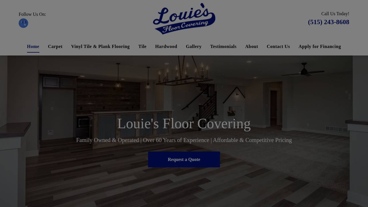 Louie's Floor Covering Inc. website screenshot