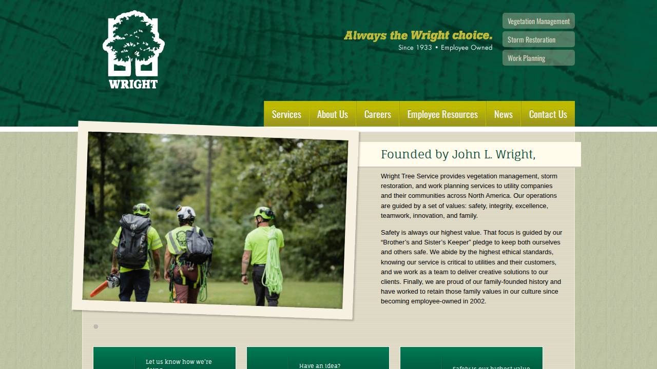 Wright Tree Service Inc. website screenshot