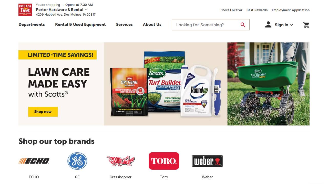 Porter Hardware Inc. website screenshot