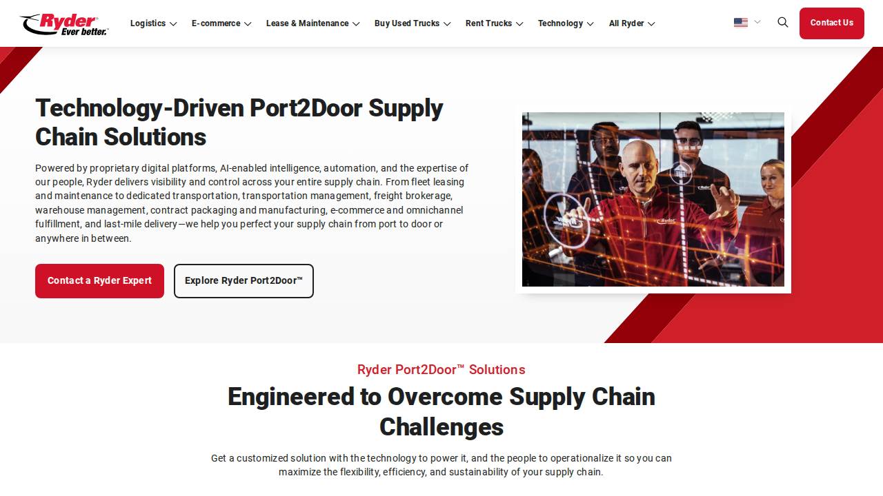 Ryder Truck Rental Inc. website screenshot