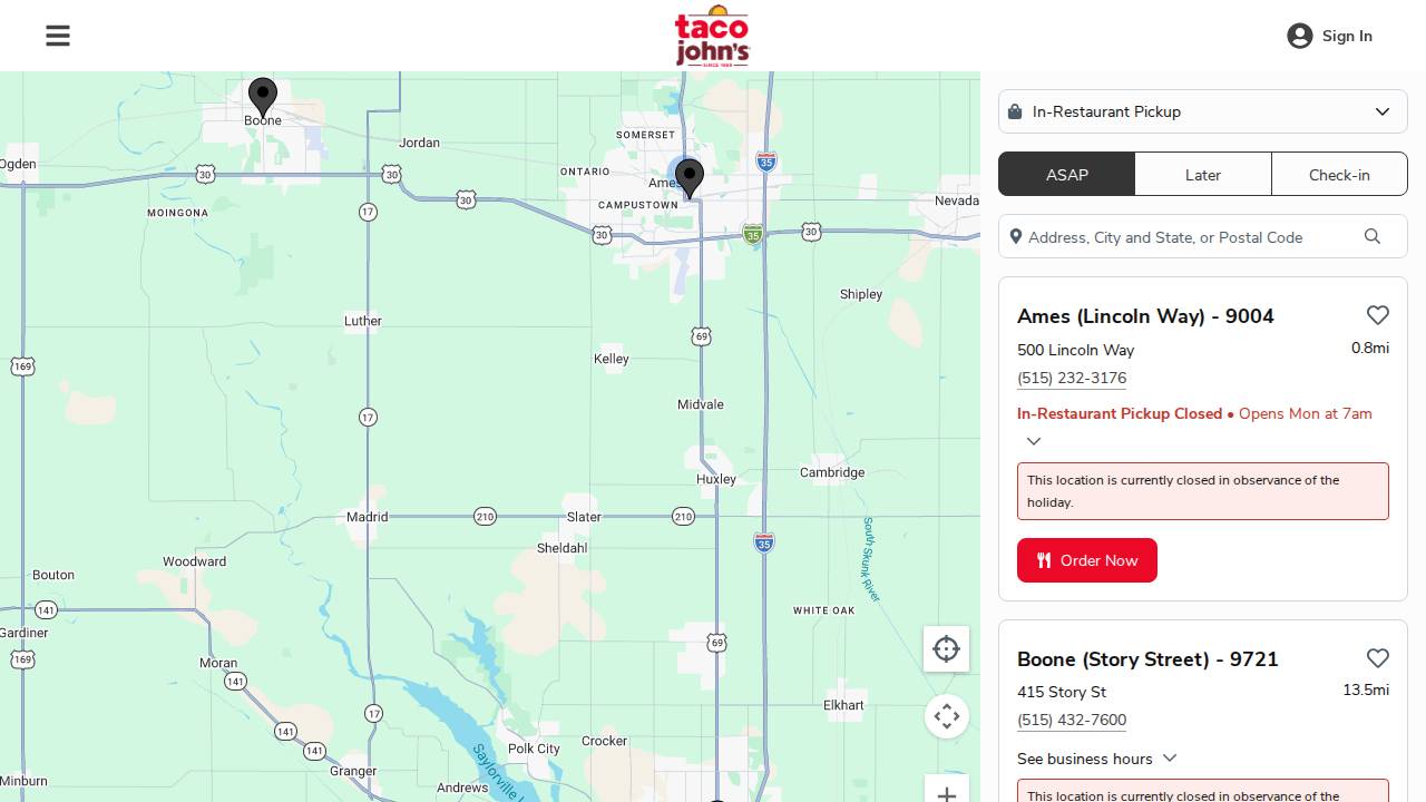 Taco John's #9059 website screenshot