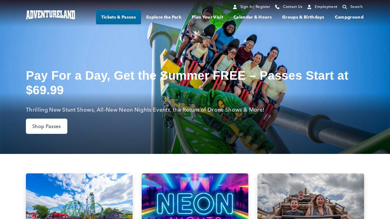 Adventure Lands Of America Inc. website screenshot