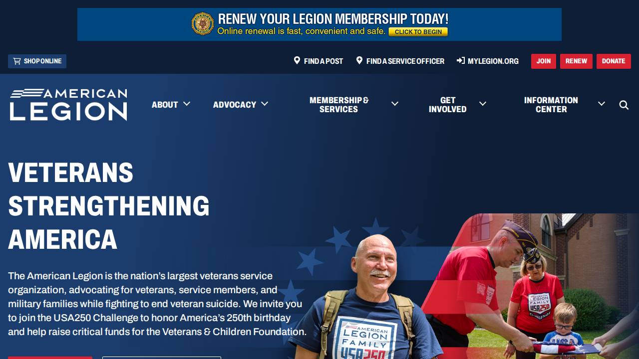American Legion website screenshot