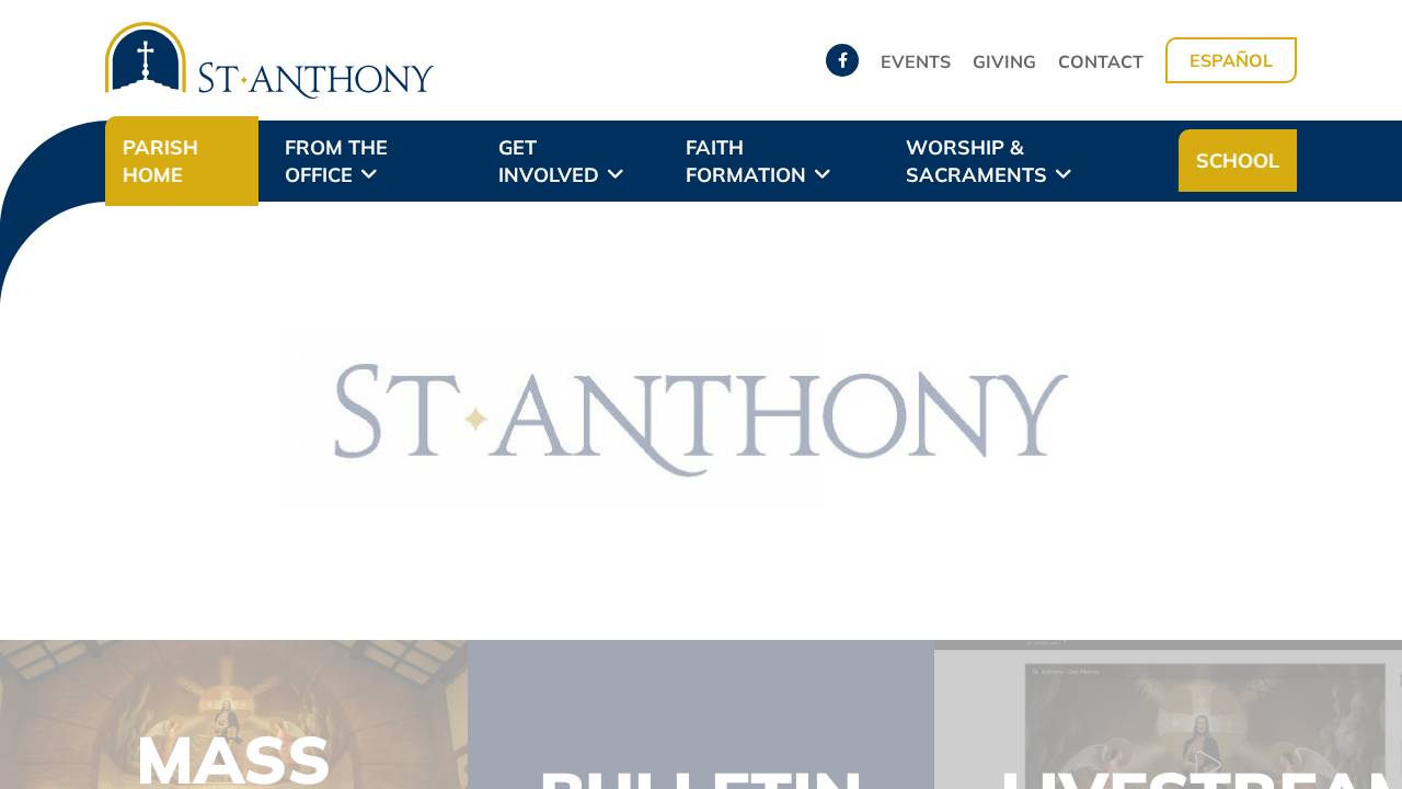 St Anthonys Catholic Church website screenshot