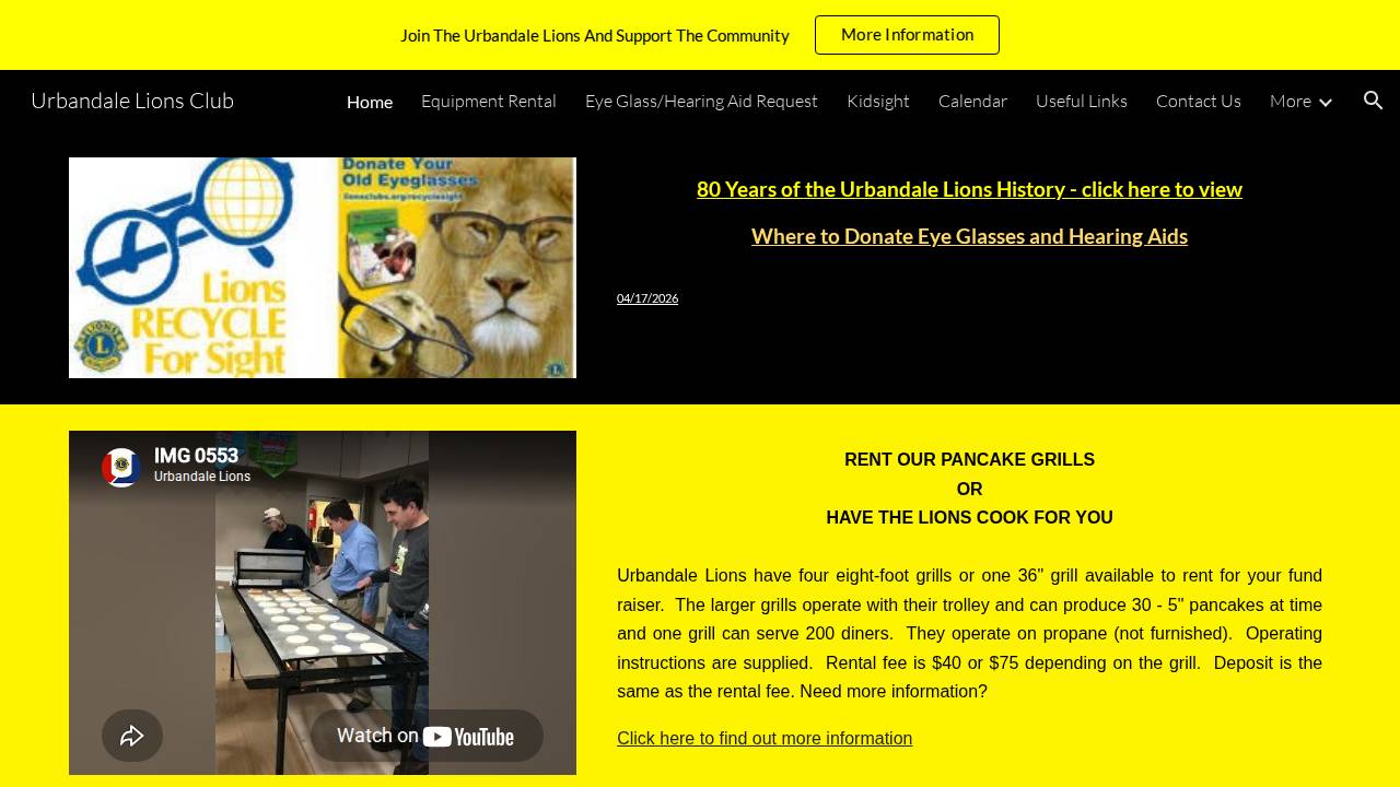 Urbandale Lions Club website screenshot