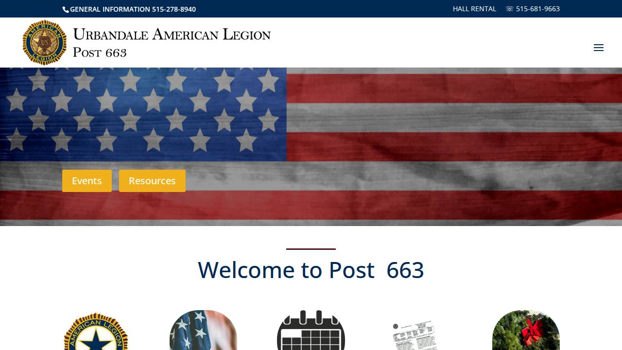 Amer Legion Post 663 website screenshot