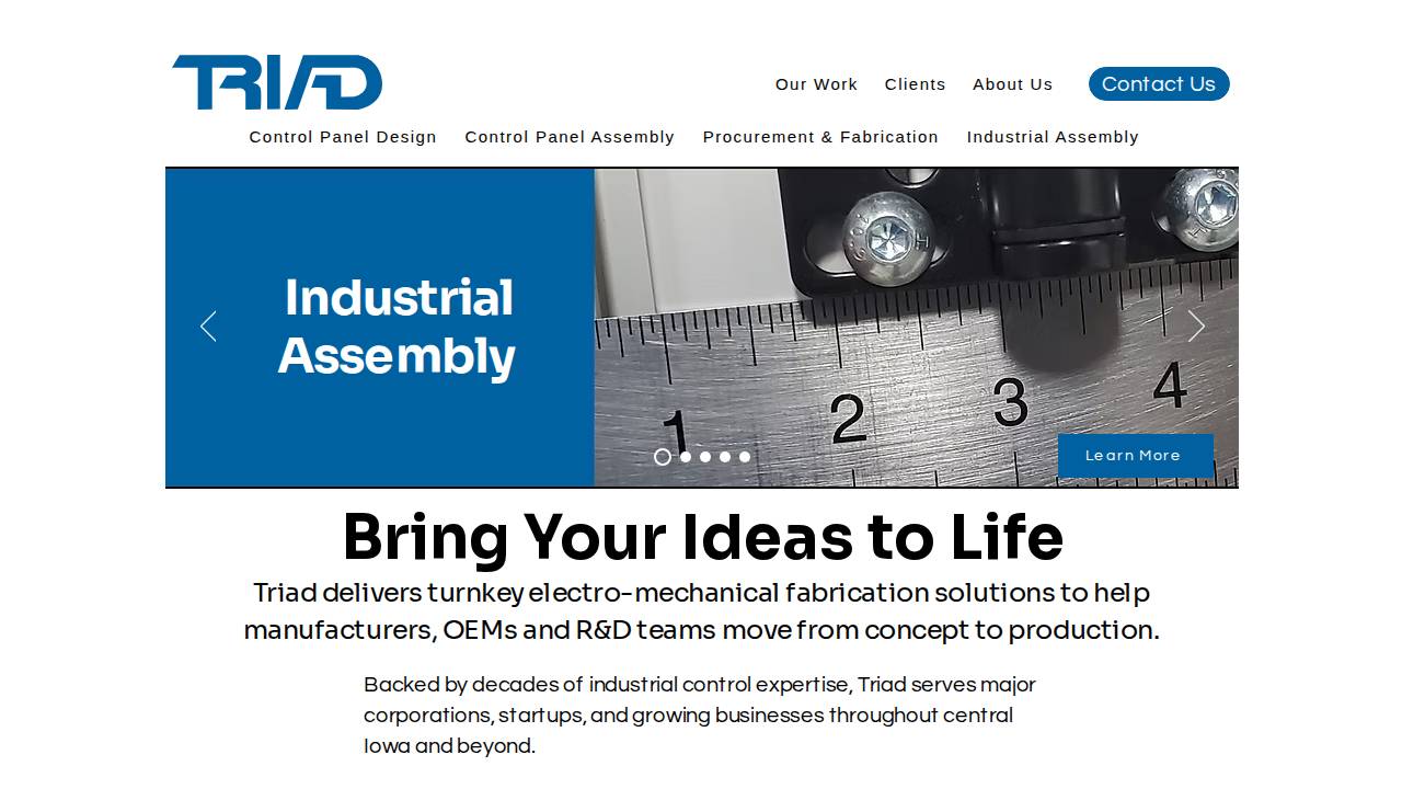 Triad Productions Inc. website screenshot