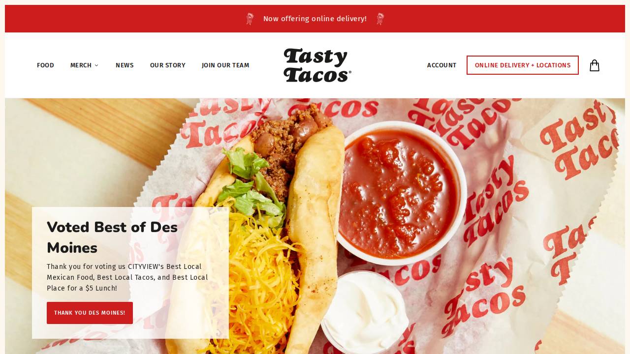 Tasty Tacos website screenshot