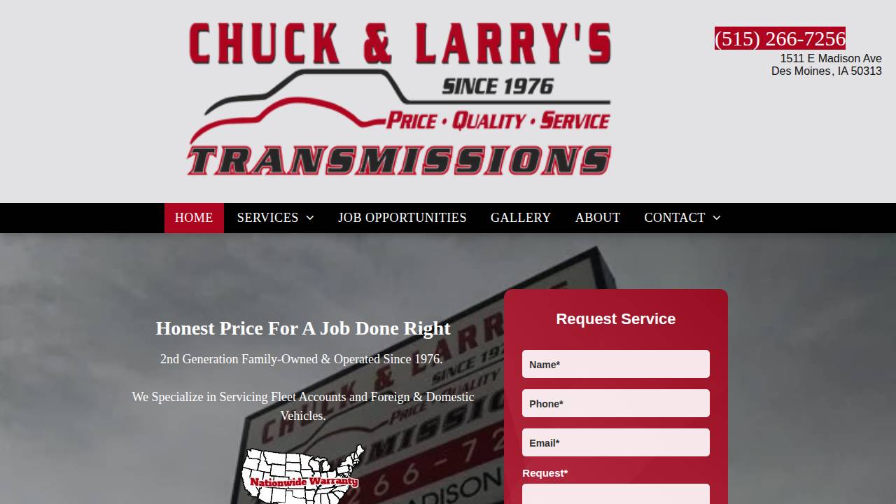 Chuck & Larrys Transmission website screenshot