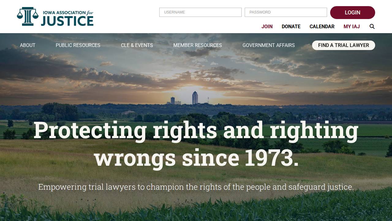 Iowa Association For Justice website screenshot