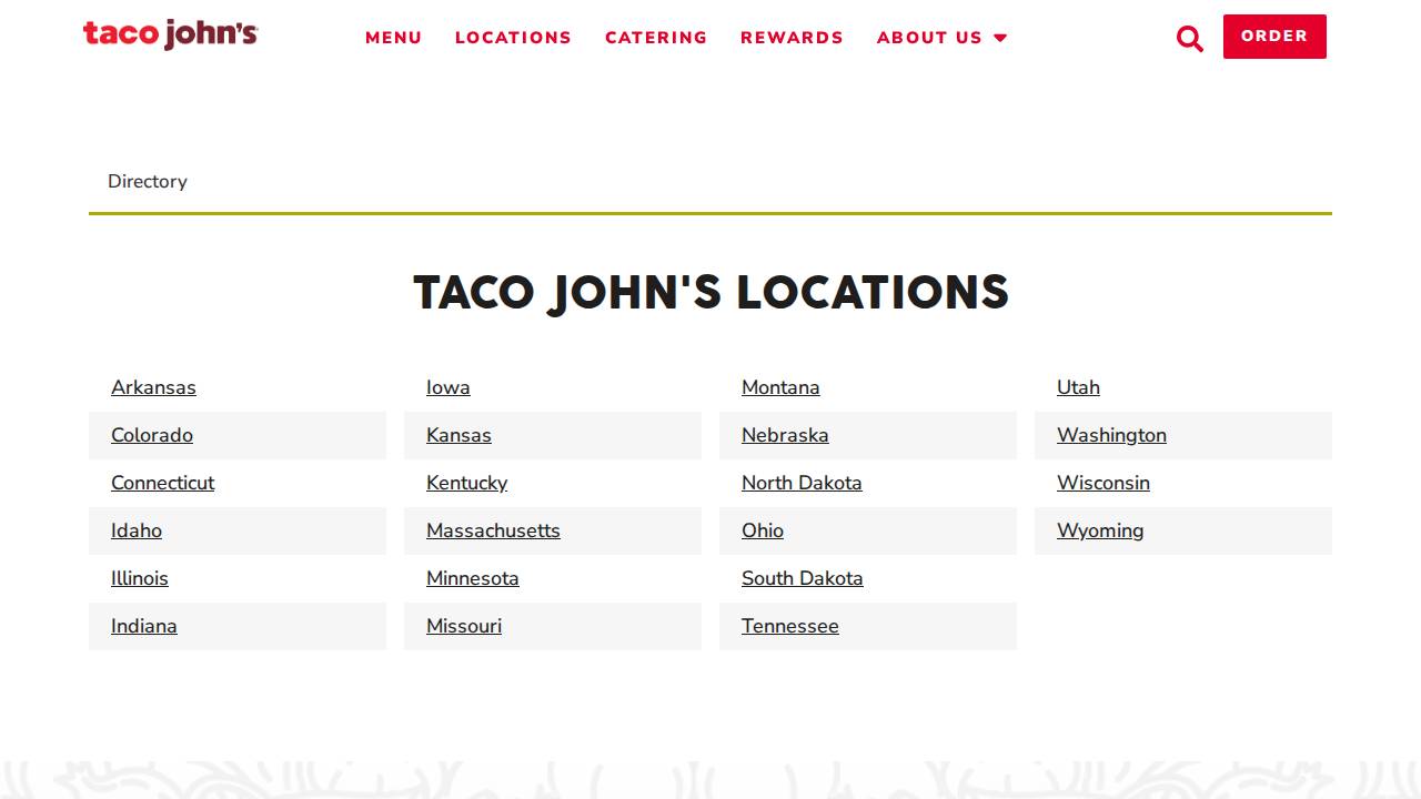 Taco John's #9064 website screenshot