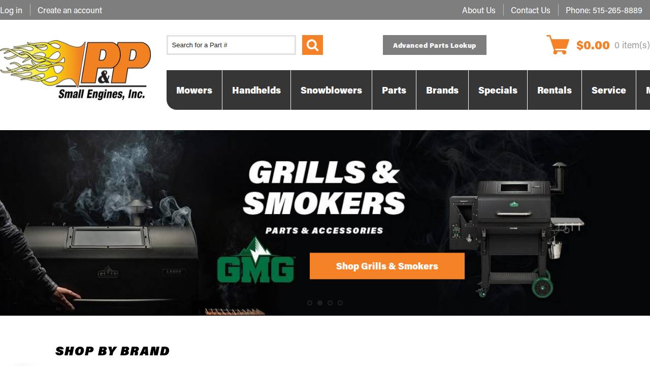 P & P Small Engines Inc. website screenshot