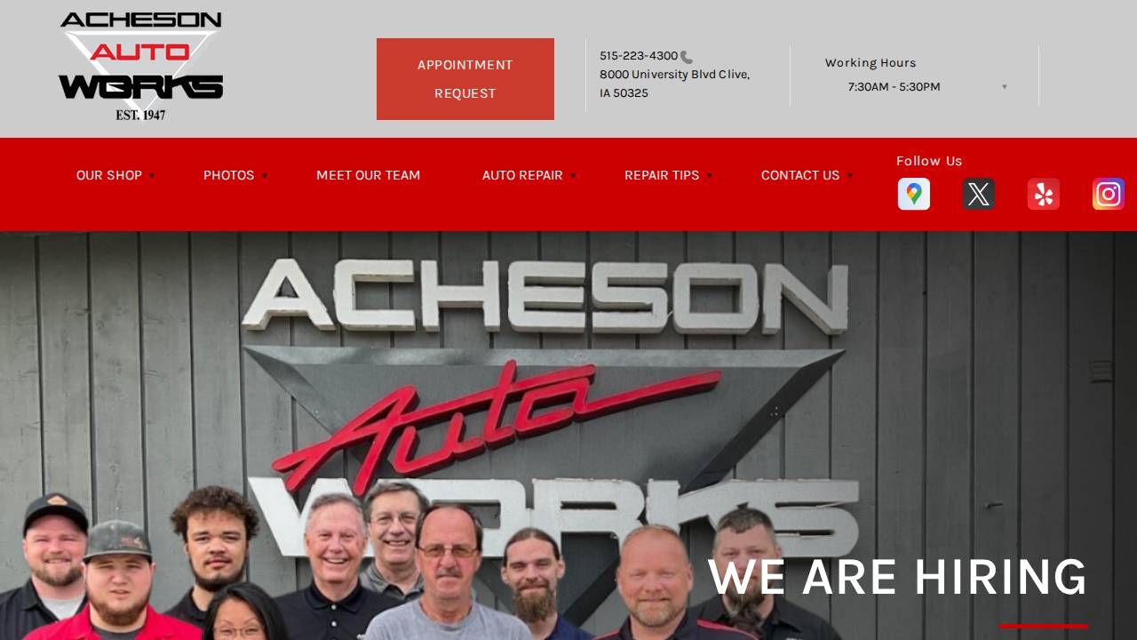 Acheson Auto Works website screenshot