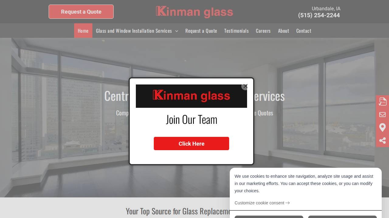 Kinman Glass Inc. website screenshot