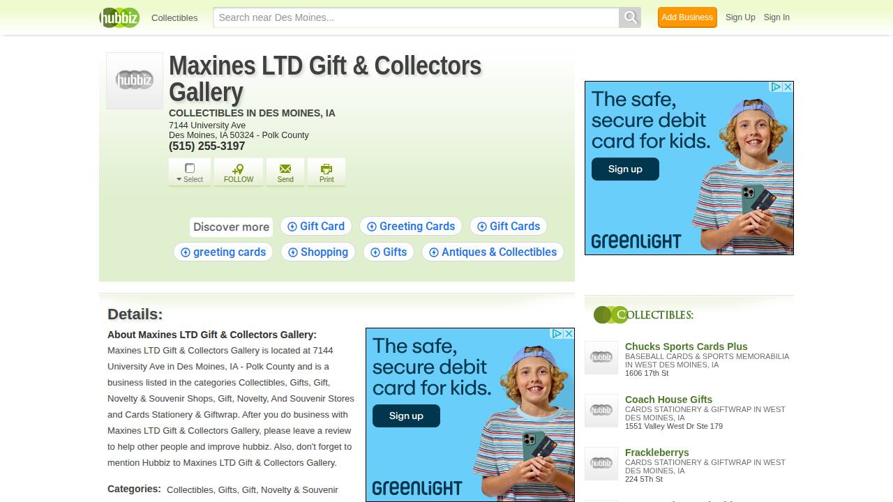 Maxines Ltd website screenshot