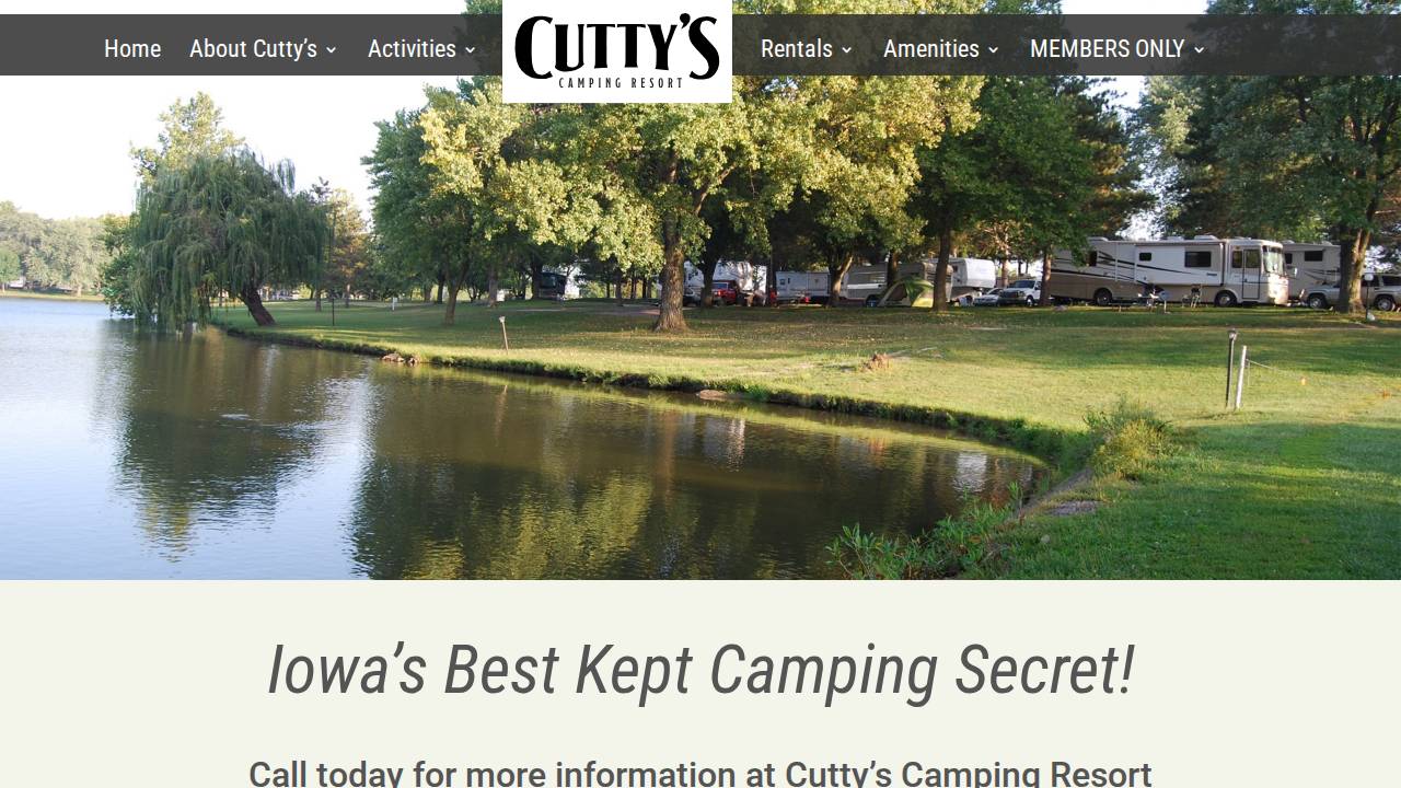 Cuttys Des Moines Camping Club website screenshot