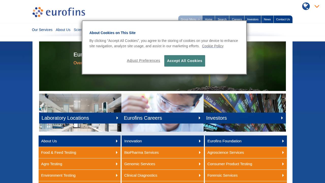 Inc..; Eurofins Scientific Inc. website screenshot