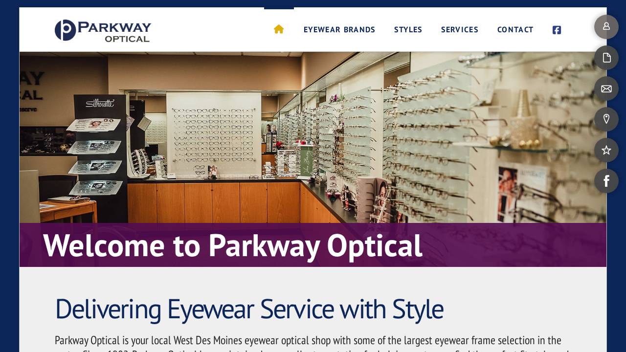 Parkway Optical Inc. website screenshot