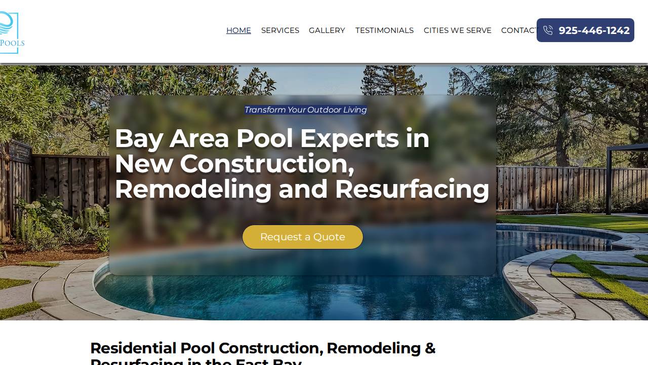 Elite Pools Inc. website screenshot
