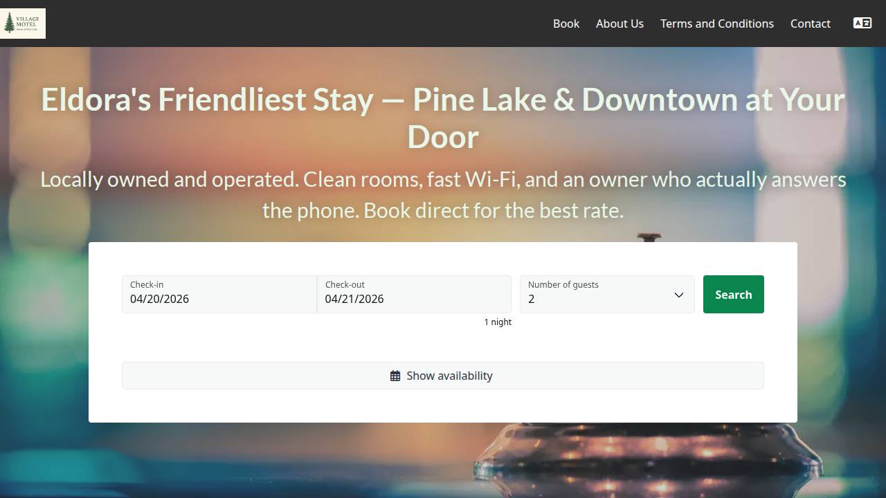 Villa Motel website screenshot
