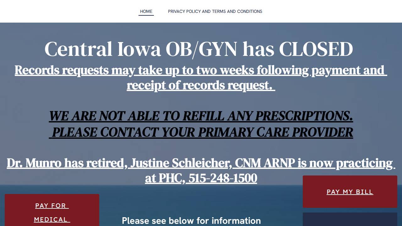 Central Iowa Ob/Gyn Specialists PC website screenshot