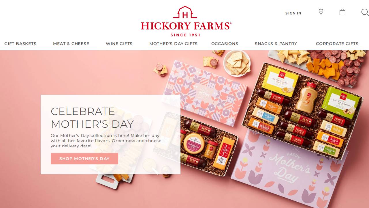 Hickory Farms website screenshot