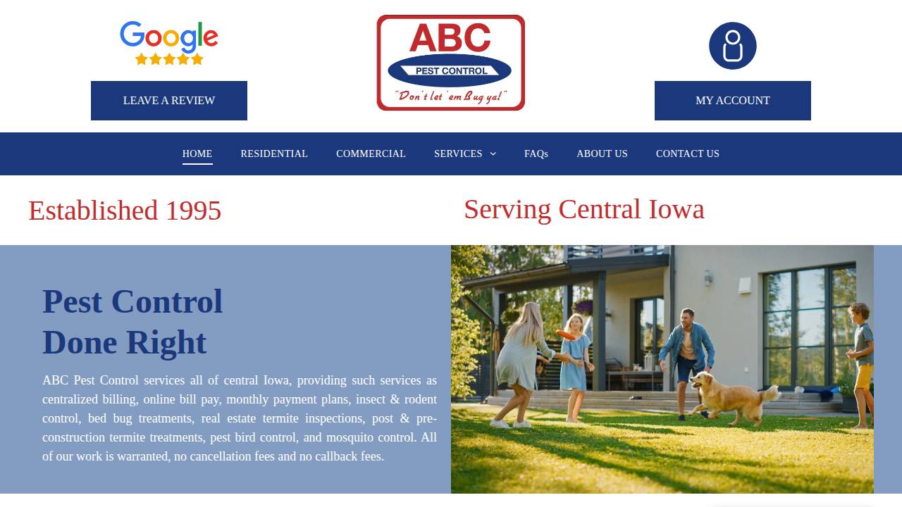 Abc Pest Control Inc. website screenshot
