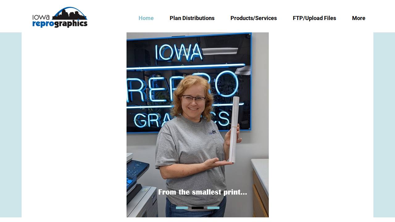 Iowa Reprographics Inc. website screenshot