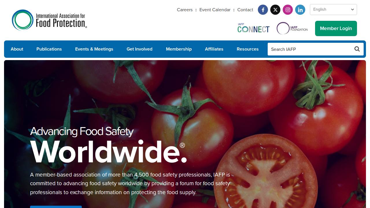 Intl Assoc Food Protection Inc. website screenshot