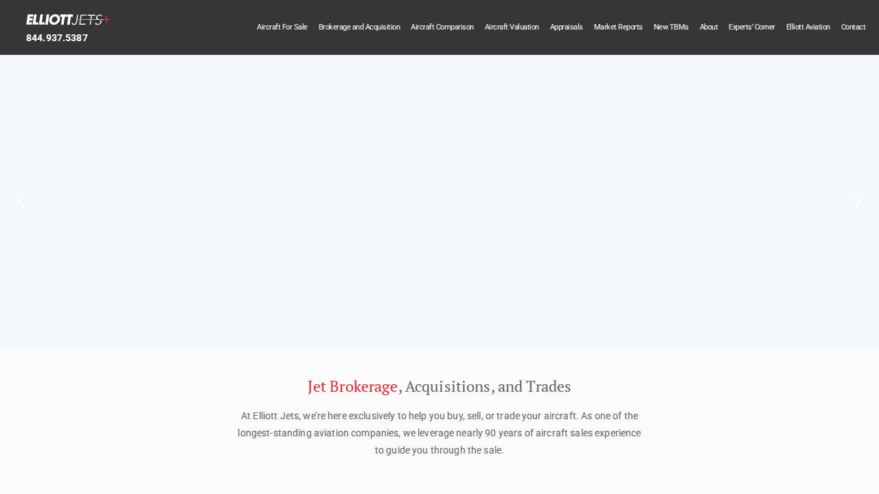 Elliott Jets LLC website screenshot