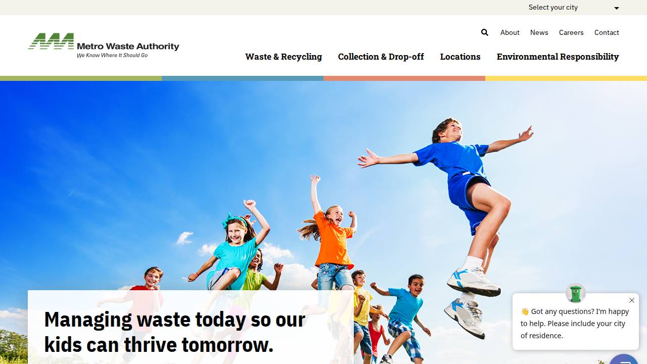 Metro Waste Authority website screenshot