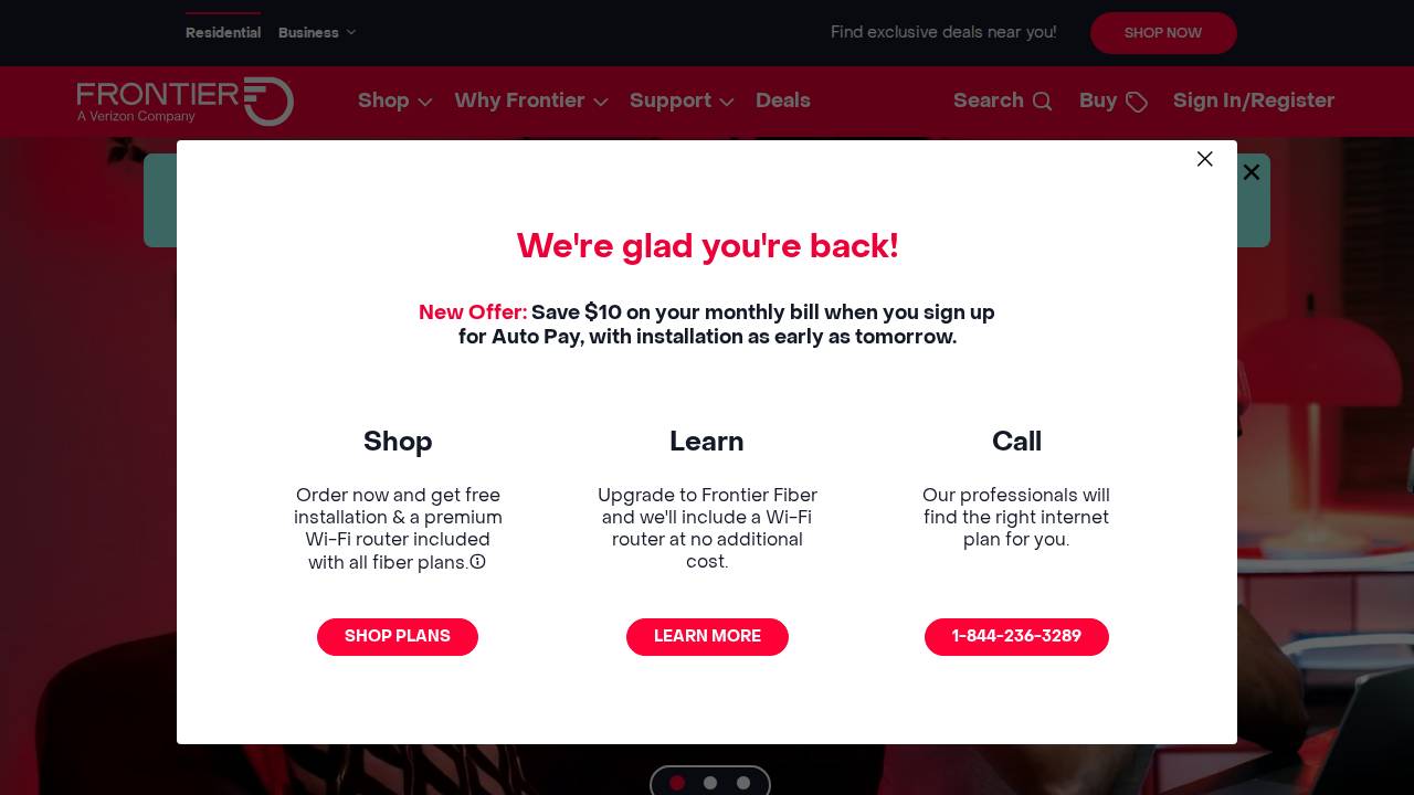 Frontier Communications Of America Inc. website screenshot
