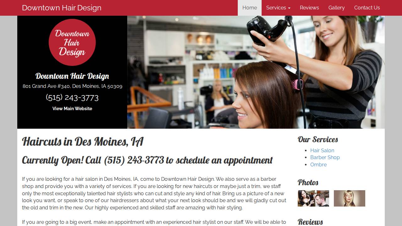 Design Hairstylist website screenshot