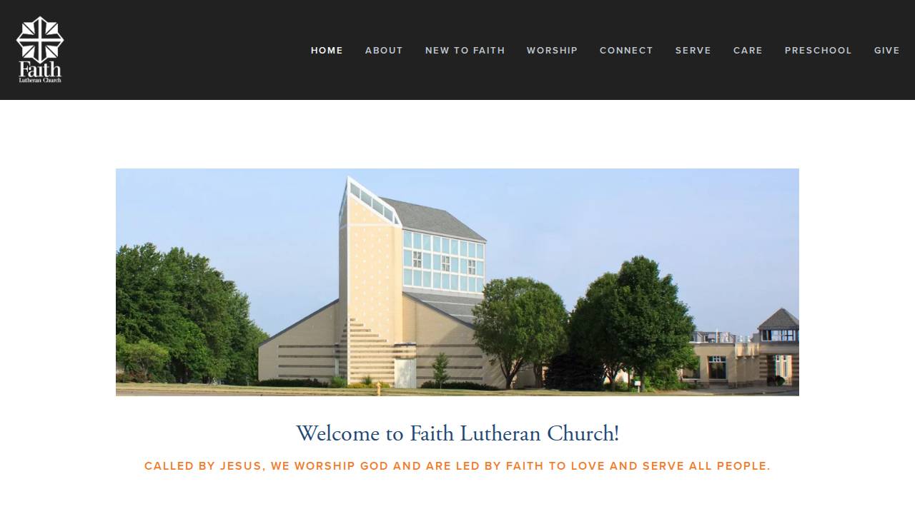 Faith Lutheran Church website screenshot