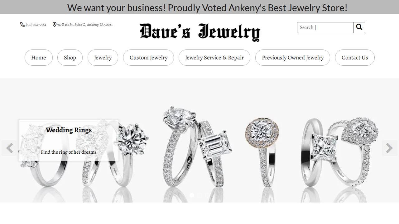 Daves Jewelry website screenshot