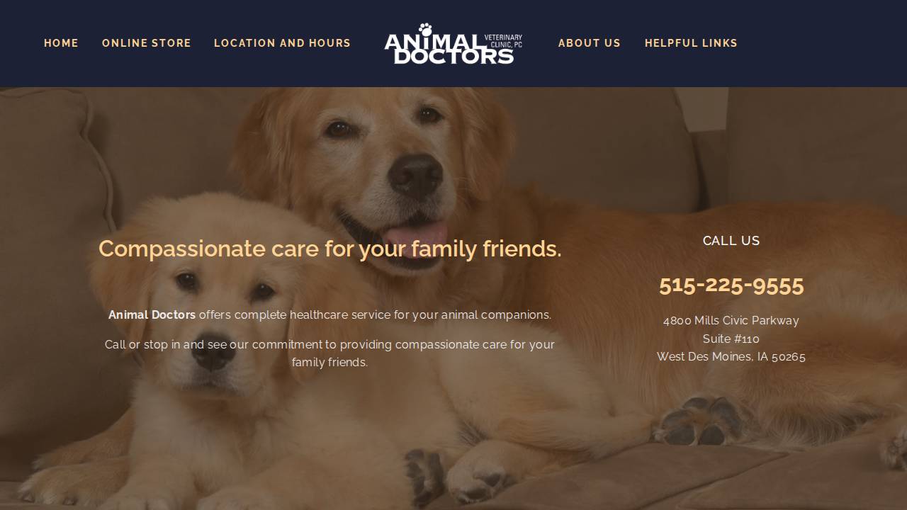 Animal Doctors Veterinary Clinic website screenshot