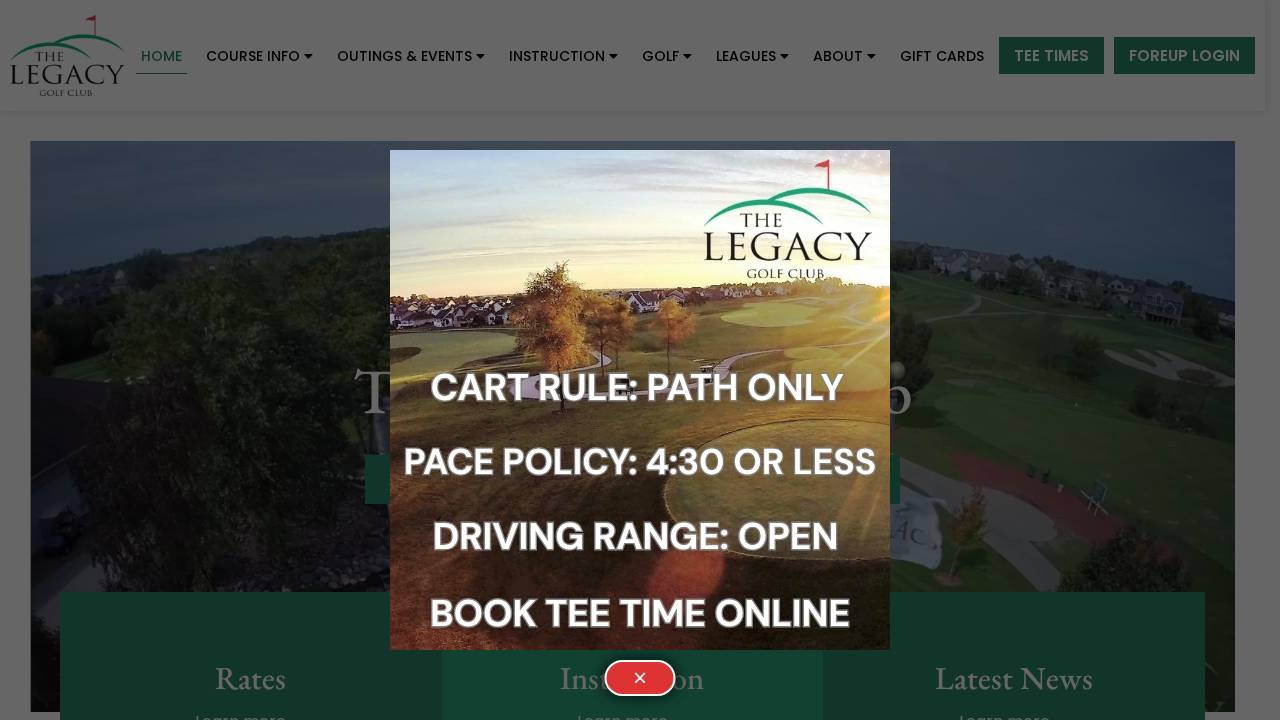 Legacy Golf Club Inc. website screenshot