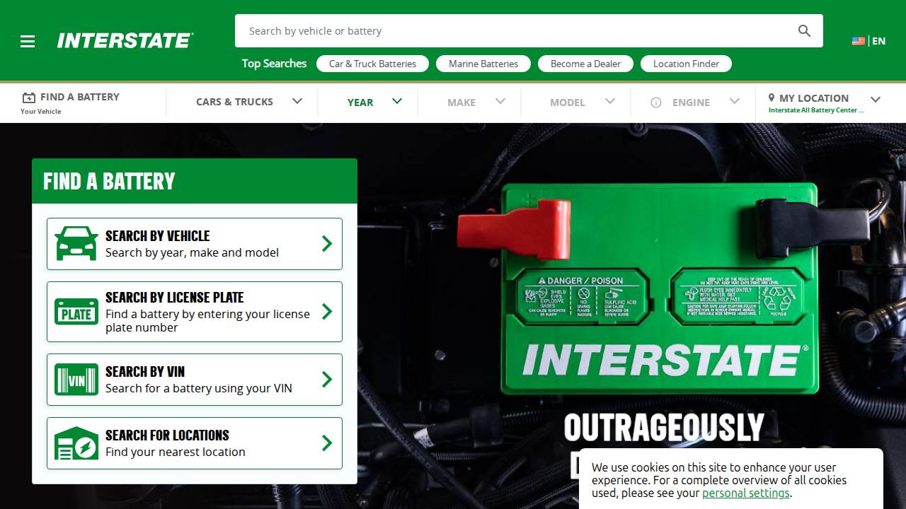 Interstate All Battery Centers website screenshot