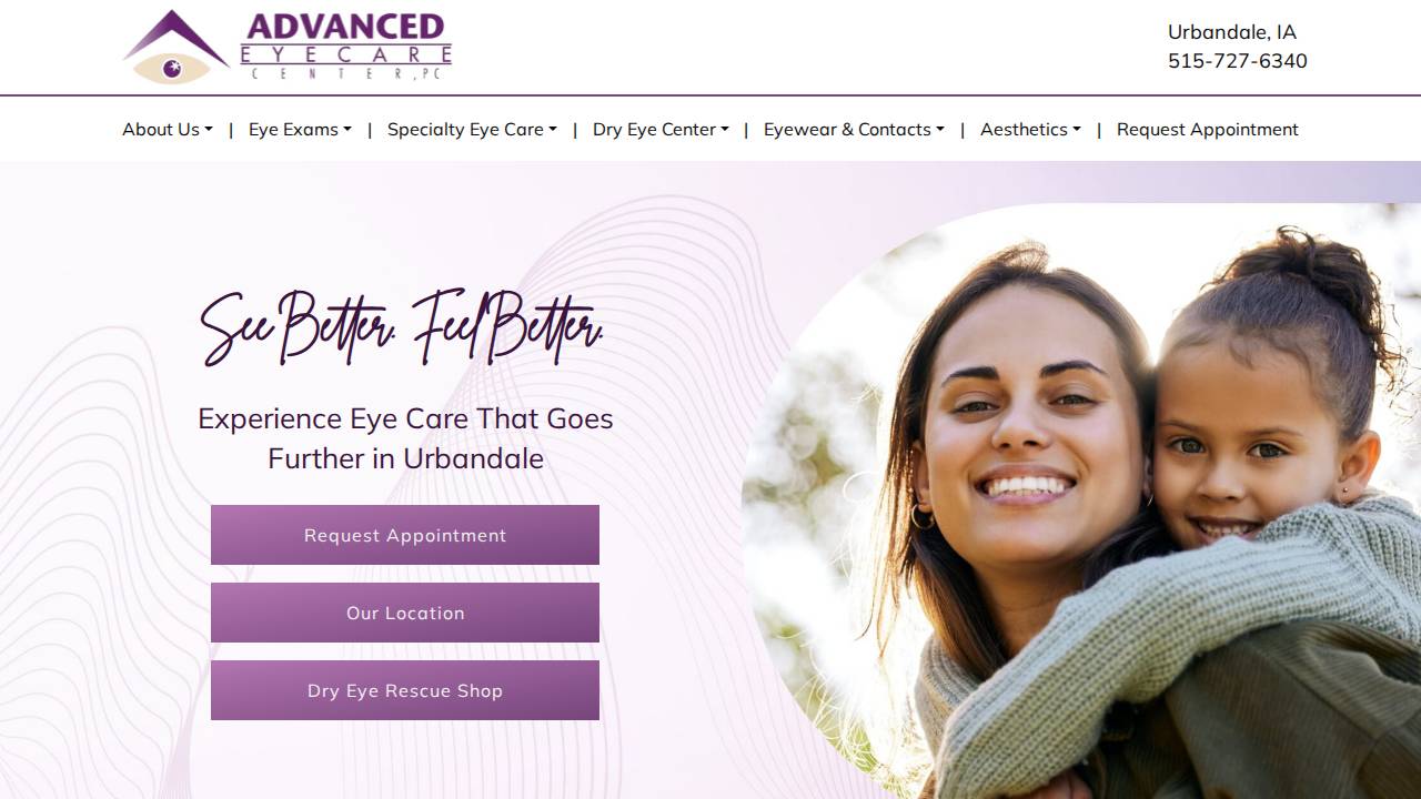 Advanced Eyecare Center PC website screenshot