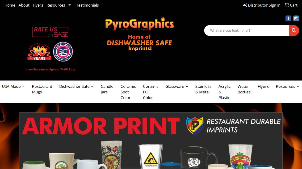 Pyrographics Inc. website screenshot