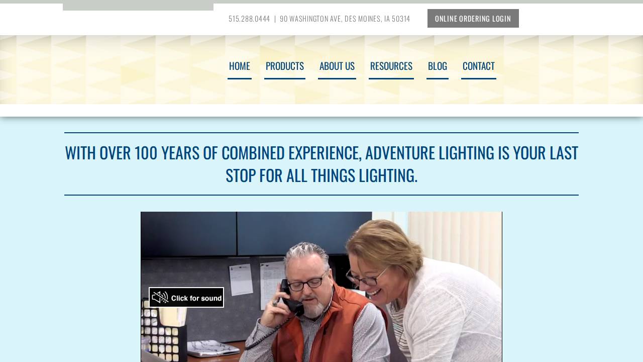 Adventure Lighting Inc. website screenshot