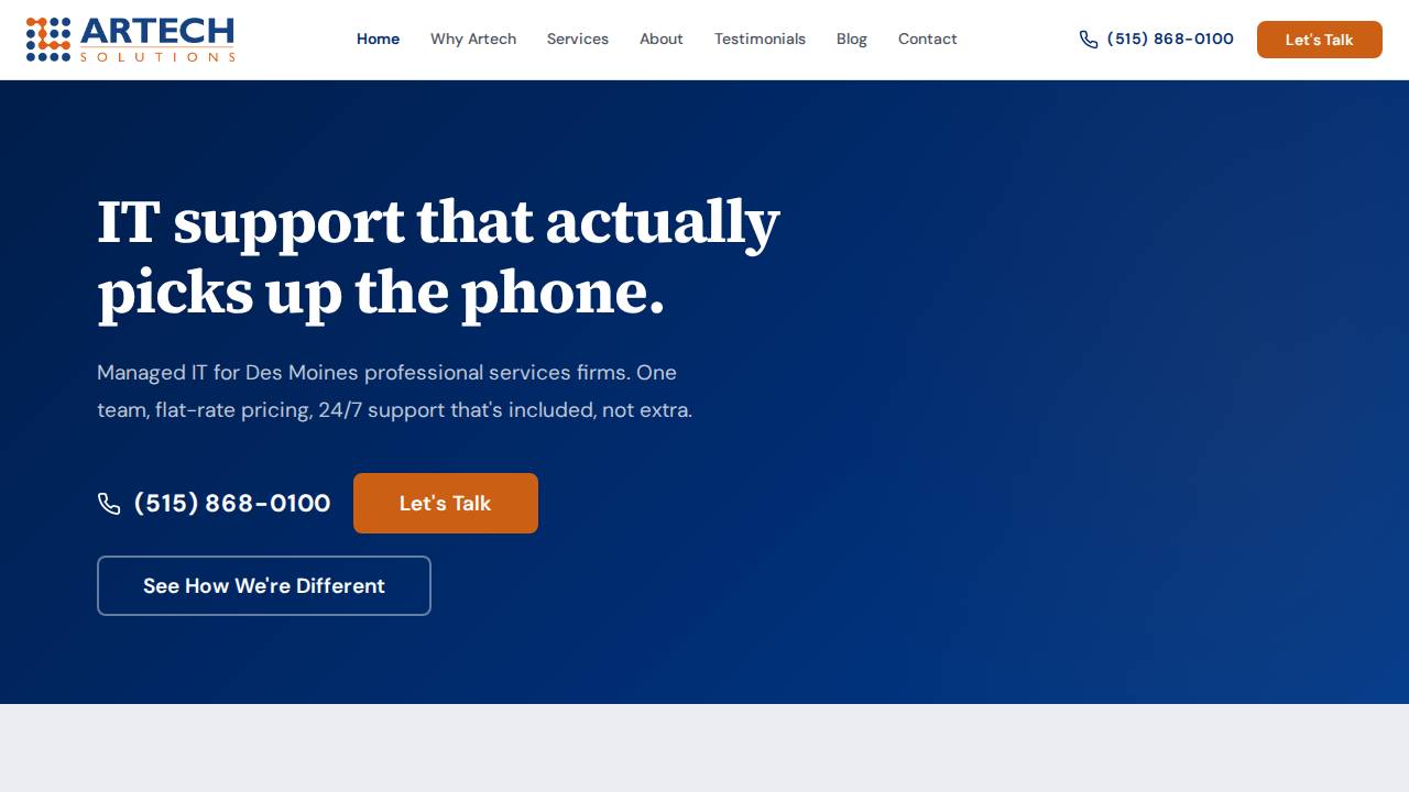 Artech Solutions Inc. website screenshot