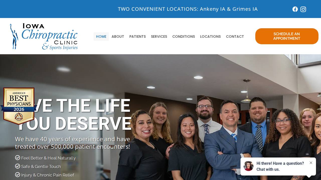 Iowa Chiropractic Clinic website screenshot