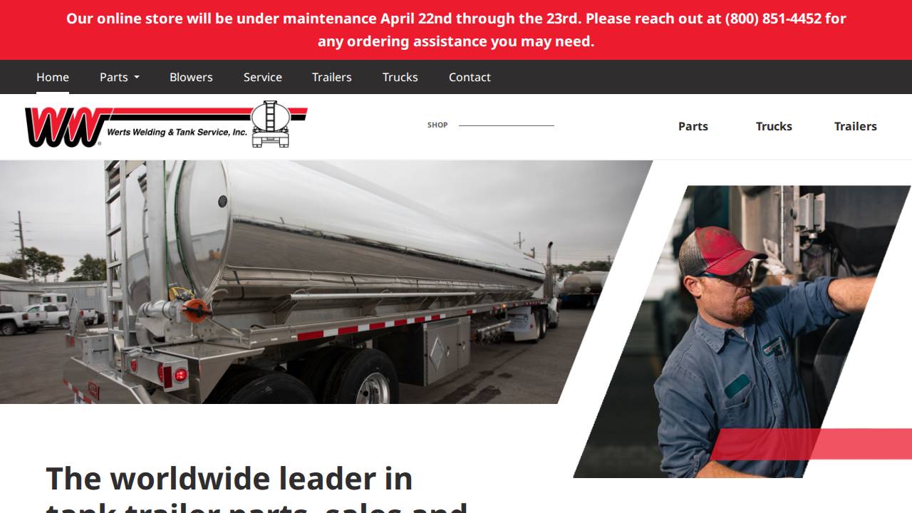Werts Welding & Tank Service Inc. website screenshot